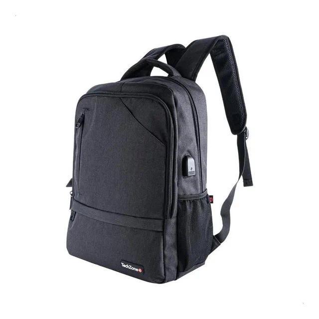 Mochila Techzone Gris Loud Porta Laptop 14 Con Puerto Usb Color Negro