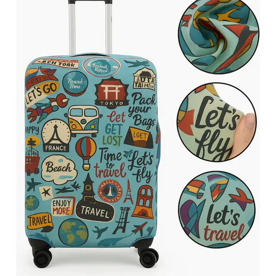 Capa Para Mala De Viagem Estampada Malha Suplex Média 23kg
