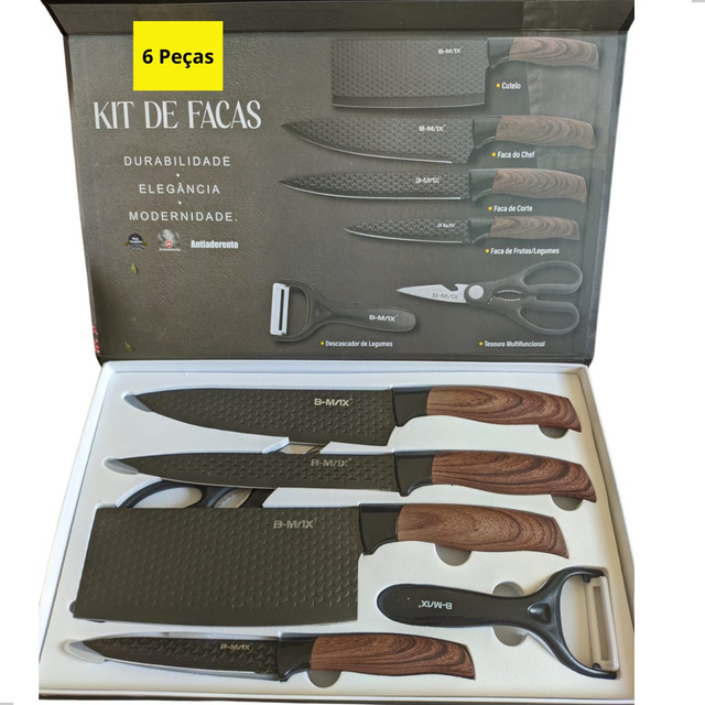 Conjunto De Facas Profissional 6 Peças Churrasco Inox Conjunto De Facas Profissional 6 Peças Churrasco Inox