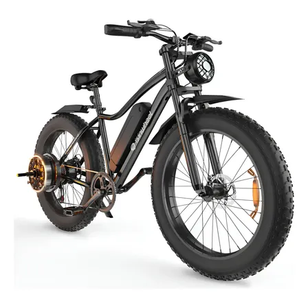 Bicicleta Eléctrica 7 Vel 45km/h 1200w 13ah 90km 26 X 4.0 Negro