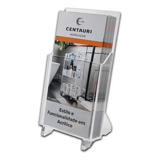 Display Expositor Em Acrílico Premium Porta Folders 10x20 Cm