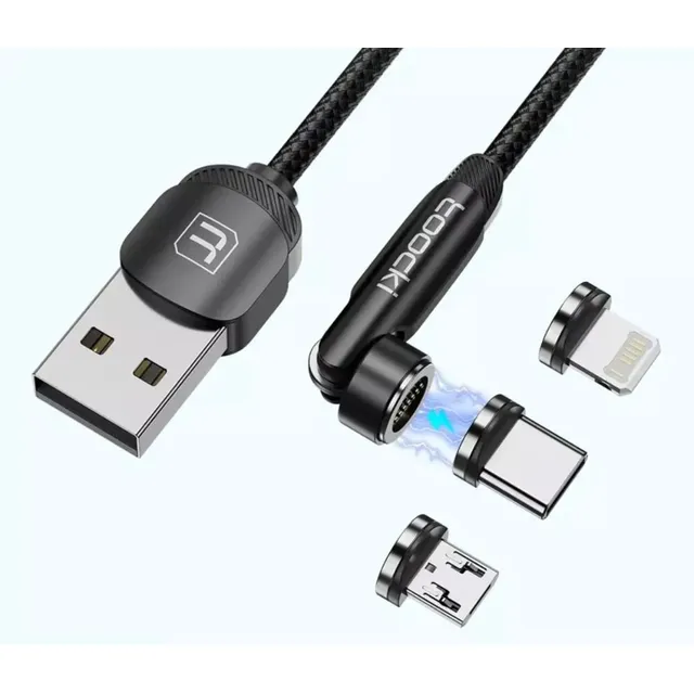 Cabo Carreg Magnético 3x1 Fast Charge 3a Trf Dados Toocki 2m