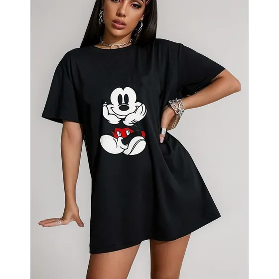 Polera Raton Mickey Seated Oversize Grafimax