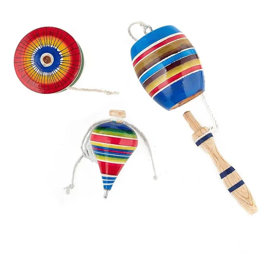 3 Pz Juguetes Tradicionales Madera, Trompo, Balero Y Yoyo.