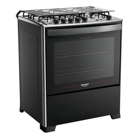 Fogão 5 Bocas Preto A Gás Com Mesa De Inox Dako Magister 127/220v