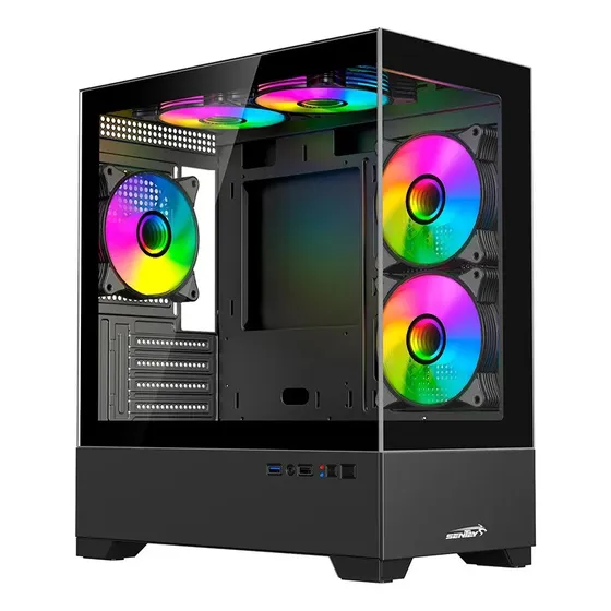Gabinete Sentey H30 Micro Gs-6130 Vidrio 5 Fan Argb Negro