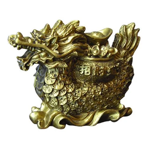 Dragon Con Olla De Tesoros 8cm (protege La Prosperidad)