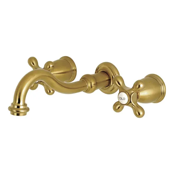 Grifo Baño Montaje Pared Central 8  Laton Cepillado