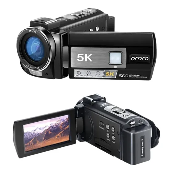 Camera Filmadora Dgital Ordro Ae20 5k Video E Foto Cor Preta