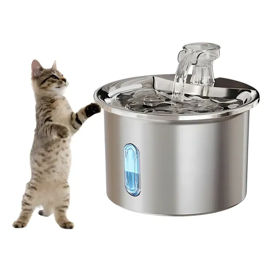 Bebedouro Fonte Água Filtro 2l Silenciosa Inox Gato Cães Pet Cor Cinza