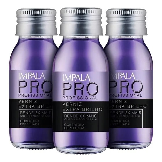 Impala Esmalte Base Verniz Extra Brilho 60ml Espelhada 03un Cor roxa