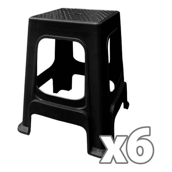 Pack 6 Banquetas Sufin Reforzado r1 Color Negro con Acabado Brillante