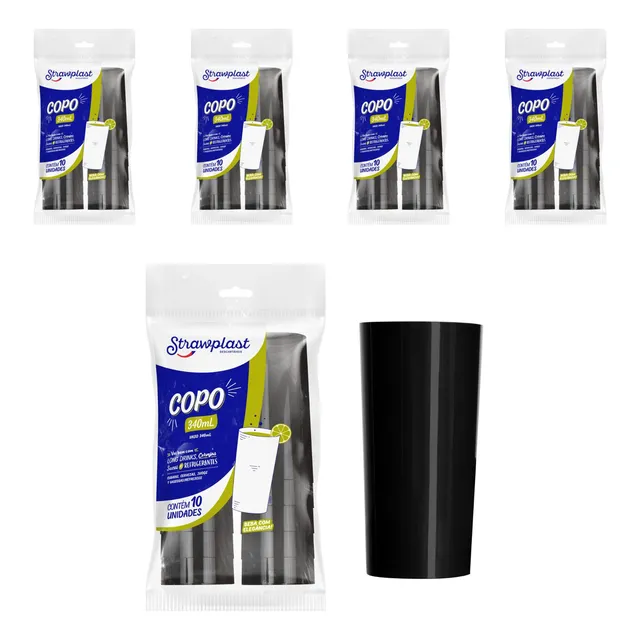 Vaso Acrílico Descartable Negro 340 Ml Pack X50 Goldsky