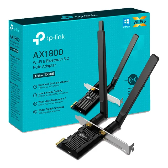 Placa Red Wifi Pci-e Tp-link Archer Tx20e Ax1800 2 Antenas