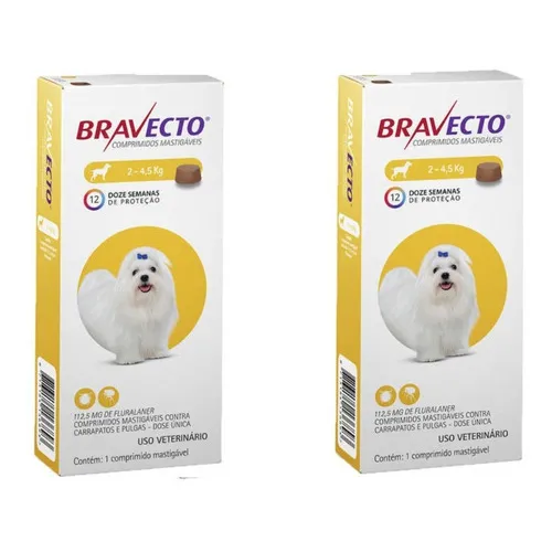 2 Bravecto Cães De 2 A 4,5kg Antipulgas Imediato Msd