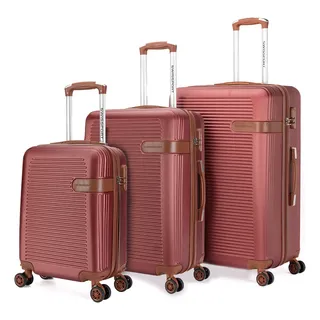 Mala De Viagem Kit 3 Reforçada Em Fibra Abs Rodinhas 360° Cor Vermelho Lisa Mala De Viagem Kit 3 Reforçada Em Fibra Abs Rodinhas 360° Cor Vermelho Lisa