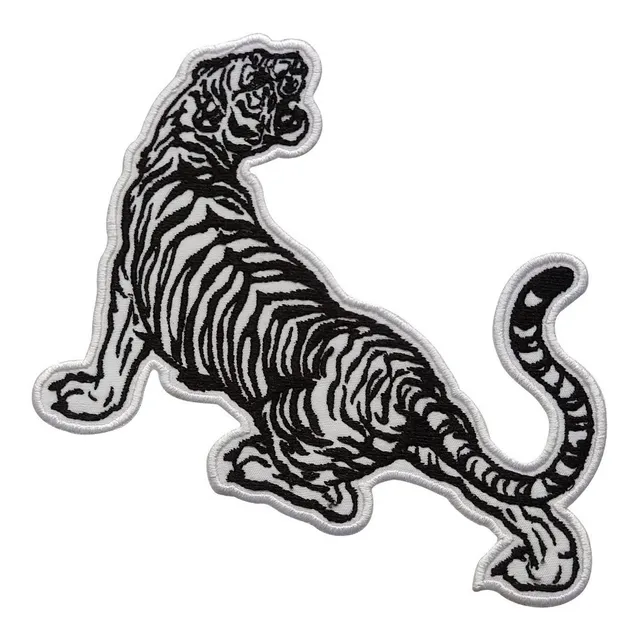 Parche Bordado Tigre Negro Tribal Tatuaje, Tigre Ilustracion