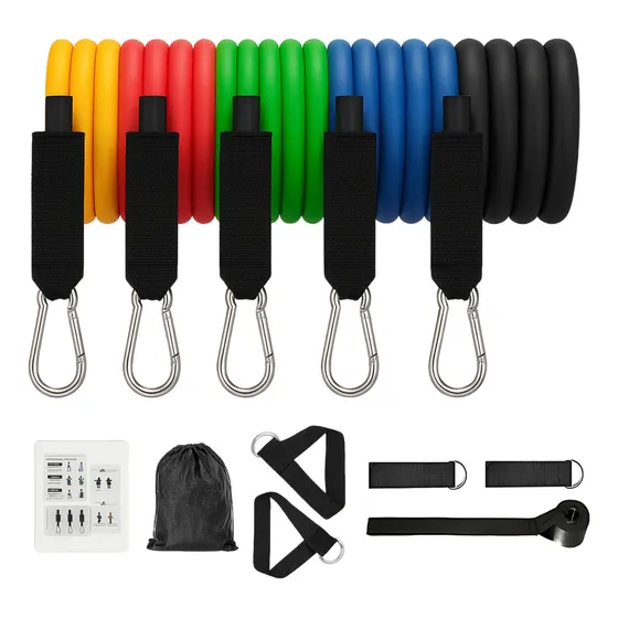 Set Kit 5 Bandas Elásticas De Entrenamiento Con Manijas