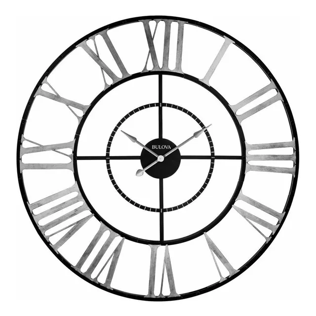 Reloj Pared Color Negro Plateado
