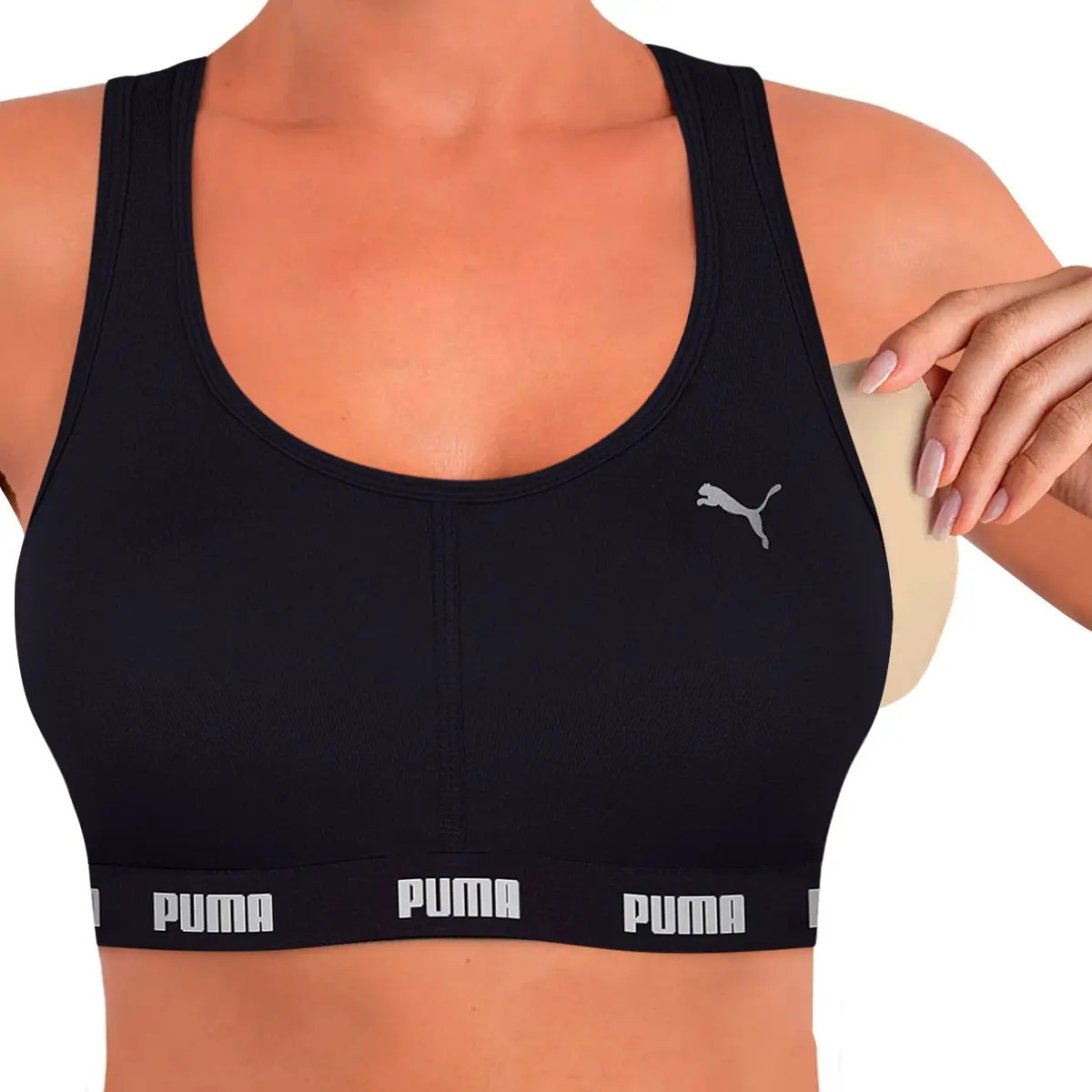 Top Puma C/ Bojo Removível Alta Sustentação Academia Fitness Top Puma C/ Bojo Removível Alta Sustentação Academia Fitness