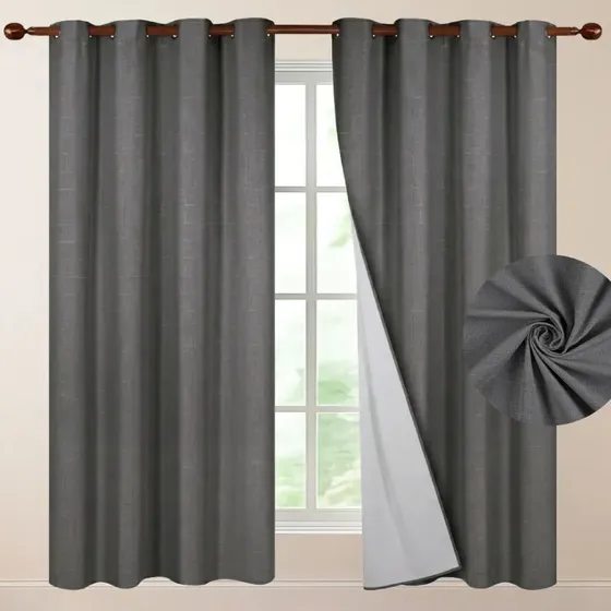 Cortina 100% Blackout Engomada Termica Set 2 Casatua 140x220 Color Gris oscuro