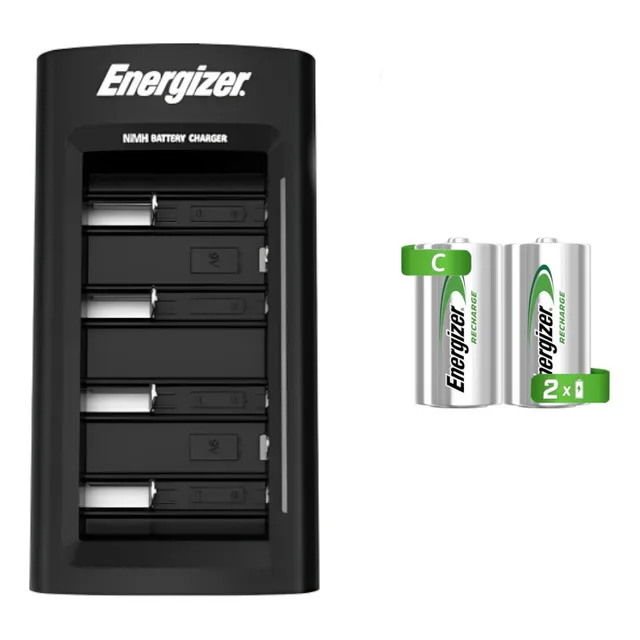 Cargador Universal Energizer + 2 Pilas Recargables Tamaño C