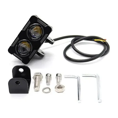 Faro Led Doble Lupa Rectangular Carcasa Cerrada Para Moto