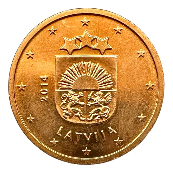 Letonia - 1 Euro Cent - Año 2014 - Km #150 - Escudo