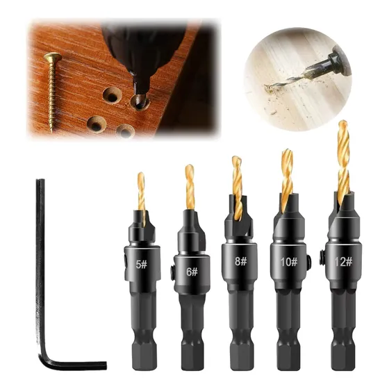 Brocas Avellanador Madera Para Vastago Hexagonal Carpintero
