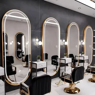 Lopazzi Espelho Oval Grande Corpo Inteiro Moldura Led 170x70 Loja Dourado