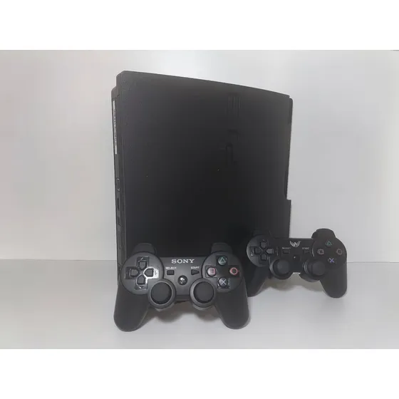 Ps3 Playstation 3 Slim Destravado 500gb 2 Controles 45 Jogos Preto