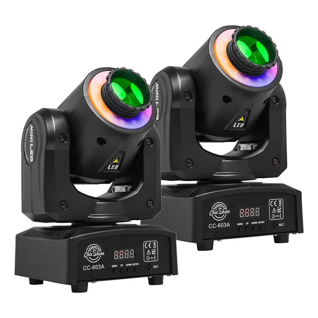 Kit 2 Moving Head Spot Led 60w 8 Cores + Fita Led 8 Desenhos