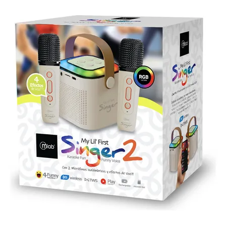 Parlante Mlab Karaoke Infantil 2 Microfonos Color Blanco