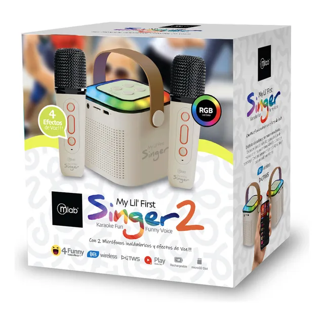 Parlante Mlab Karaoke Infantil 2 Microfonos Color Blanco