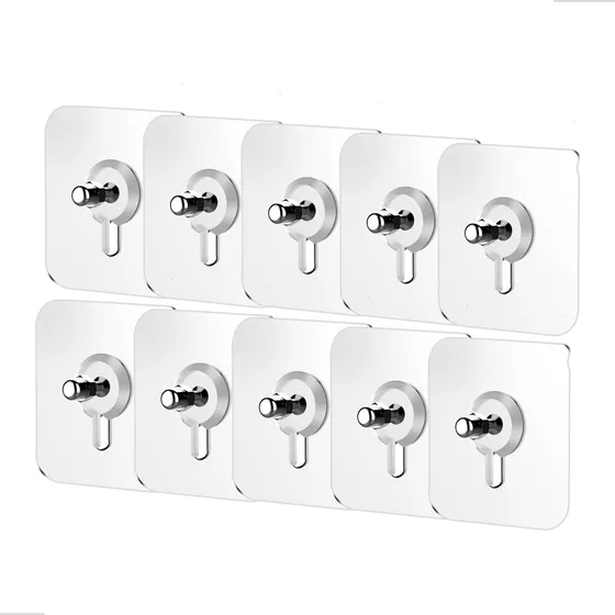 Kit 10 Gancho Adesivo Transparente Parafuso Pendura Multiuso