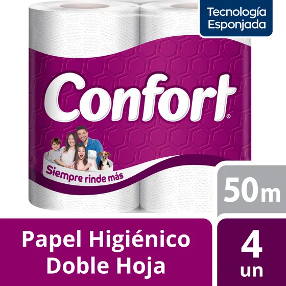 Papel Higiénico Confort Mega 4 Un 50 Mt