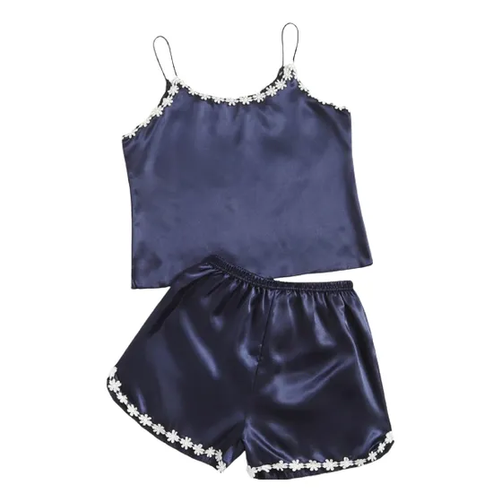 Shein Pijamas De 2 Piezas Para Damas Saten Suave Comodidad