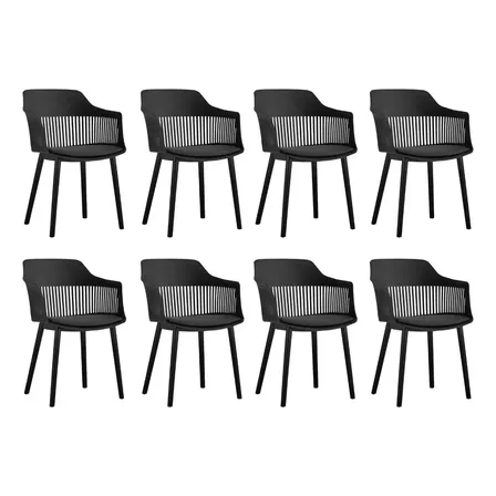 Kit 8 Poltronas Montreal Marcela Assento Estofado Moderna Estrutura Da Cadeira Preta