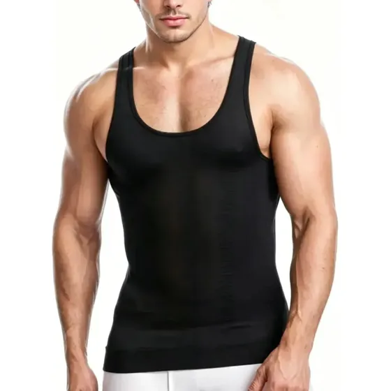 Faja Polera Reductora Camiseta Reductora Hombre Compresion Negro/blanco Xxl