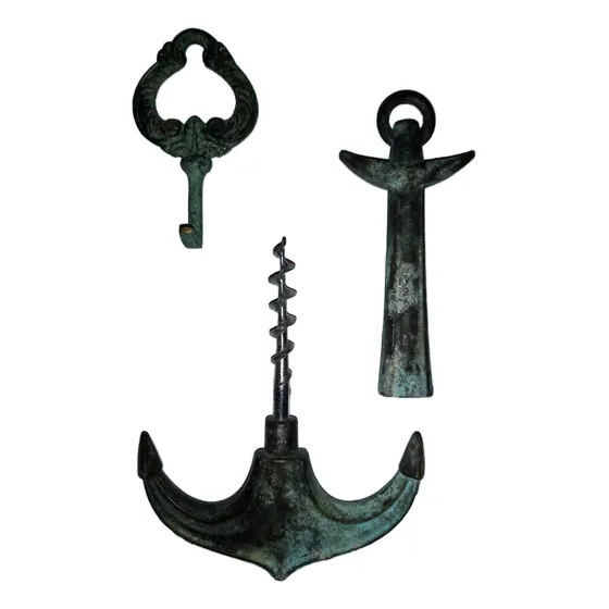 Sacacorchos En Forma De Ancla De Bronce Con Bella Patina