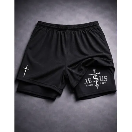Short Dry-fit Masculino Compressão 2 Em 1 Academia Treino Gy Preto Gg