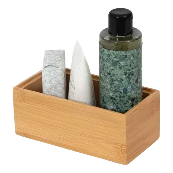 Caja Cesto Organizador Apilable Bamboo Baño Cocina7,5x15x6,8