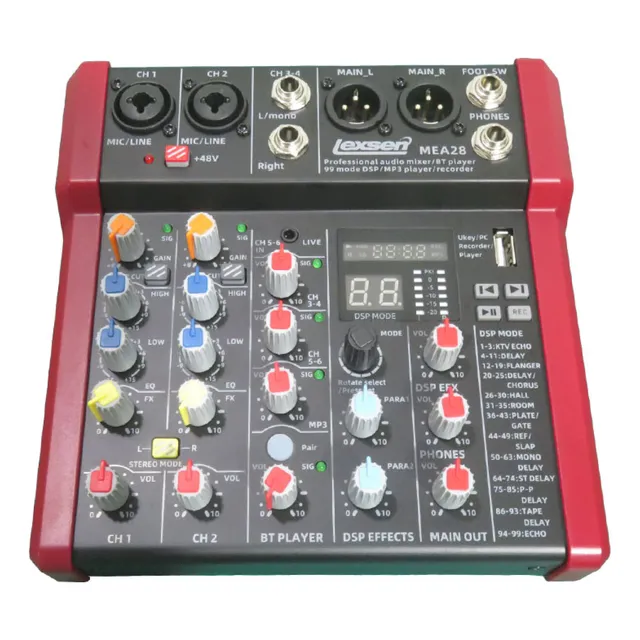 Consola De Audio Lexsen Mea28 4ch Fx Bluetooth