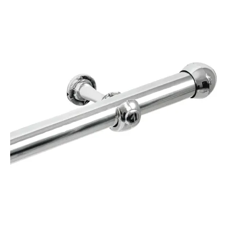 Kit Varão Cortina Cromado 3 Metros 28mm Simples Sala Quarto Com Kit De Instalação Completo Bastão Grosso Resistente Reforçado Fácil Instalar Elegante Design Moderno Cacintex Enxovais Prateado