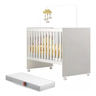 Berço Cama Multifuncional Life 2 Em 1 Com Colchão Quarto Branco