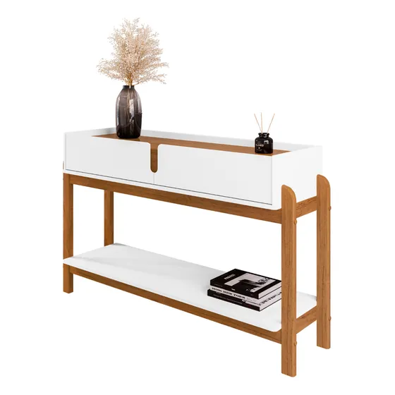 Aparador Buffet Balcão Lizz 2 Gavetas Branco/cedro