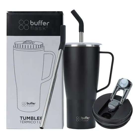 Vaso Termico Mug Tumbler Buffer 1lt Acero Inox Frio Calor Negro | Cuotas sin interés