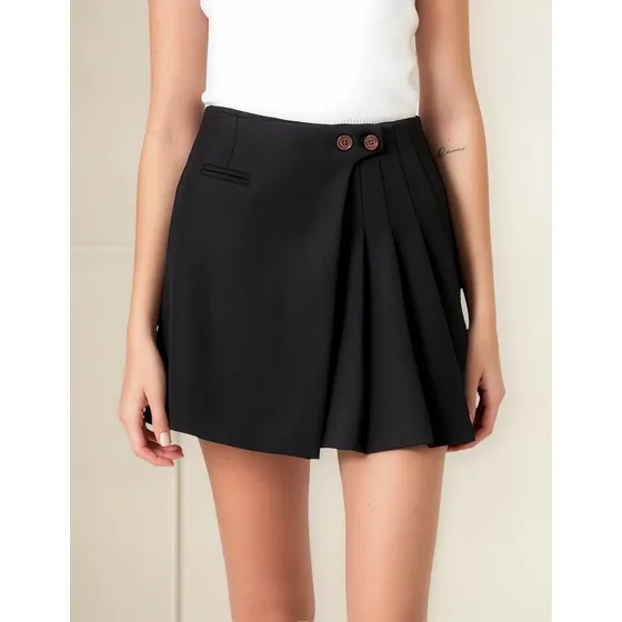 Falda Pollera Mini Corta Sastre Tiro Alto Importada