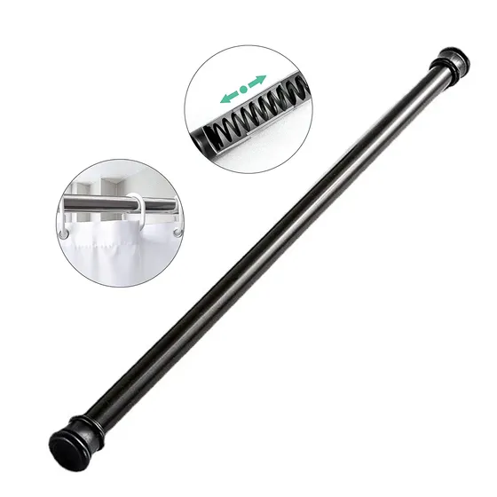 110-200 Cm Tubo Barra Para Cortina De Baño Ajustable Cuzama Mag41729 Extensible Negro Acero Inoxidable Recta