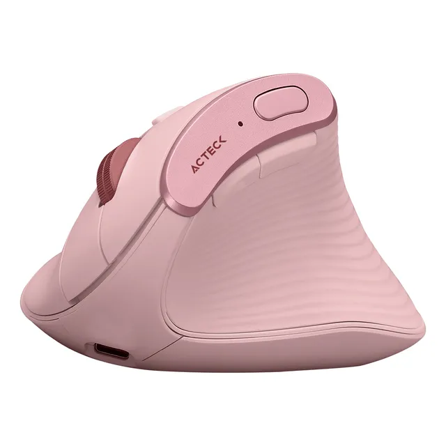 Mouse Vertical Virtuos Fitt Mi770 2 Modos Bt Ergonómico Rosa